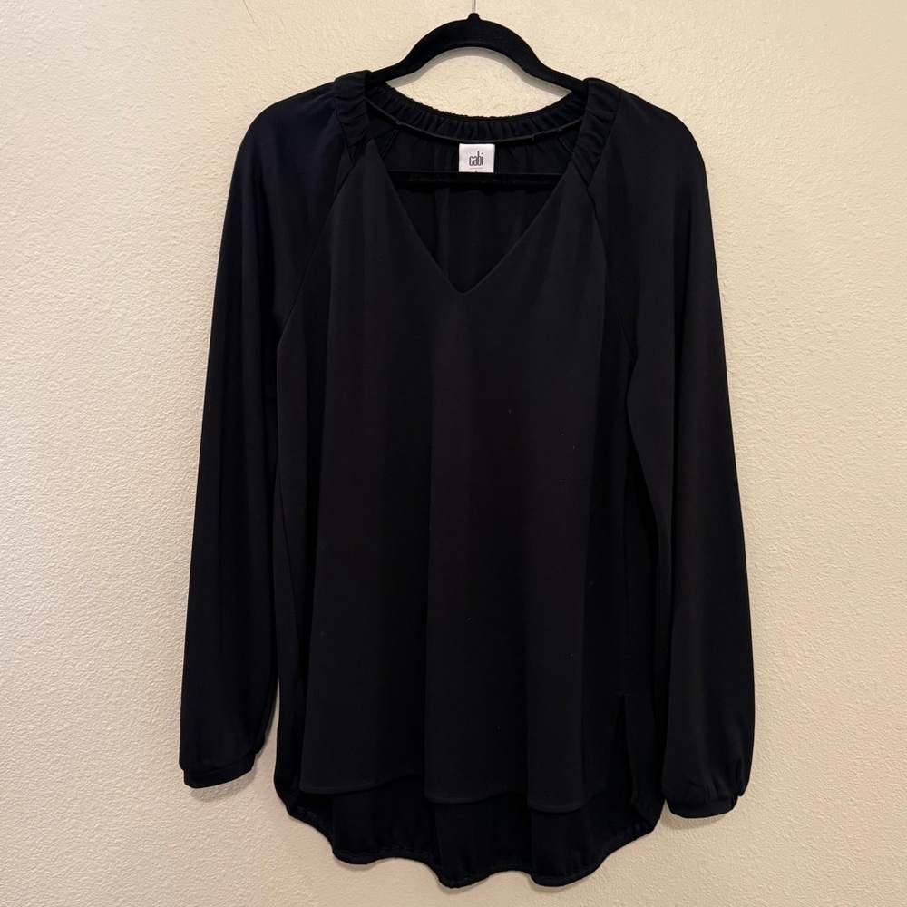 CAbi Elegant Black V-Neck Blouse